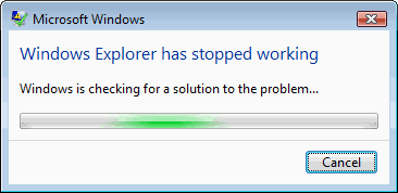 Windows explorer has stopped working.