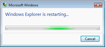 Windows explorer is restarting.